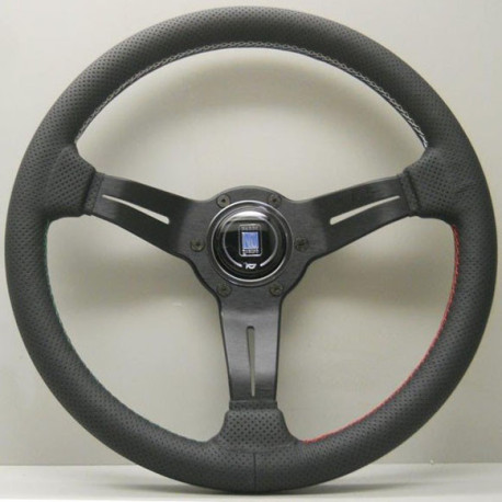 steering wheels 3 spoke steering wheel Nardi Deep Corn, 330mm, leather, 3-sector Italia stitching, 50mm offset, black | races-shop.com