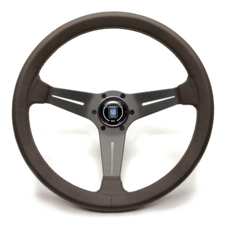 steering wheels 3 spoke steering wheel Nardi Deep Corn, 350mm, leather, 75mm offset, brown/grey | races-shop.com