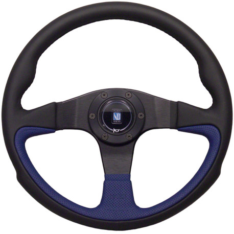steering wheels 3 spoke steering wheel Nardi Challenge, 350mm, leather, 45mm offset, black/blue | races-shop.com