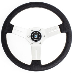 3 spoke steering wheel Nardi Competition, 330mm, leather, 40mm offset, black/silver