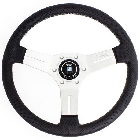 steering wheels 3 spoke steering wheel Nardi Competition, 330mm, leather, 40mm offset, black/silver | races-shop.com