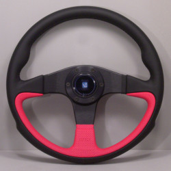 3 spoke steering wheel Nardi Challenge, 350mm, leather, 45mm offset, black/red