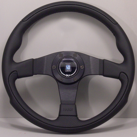 steering wheels 3 spoke steering wheel Nardi Leader, 350mm, leather, flat, black | races-shop.com