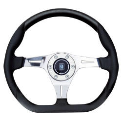 3 spoke steering wheel Nardi Kallista, 350mm, leather, flat, black/chrome