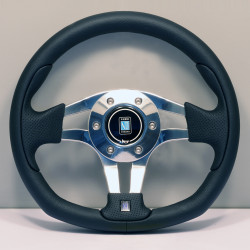3 spoke steering wheel Nardi ND Pasquino 30, 300mm, leather, flat, black/grey