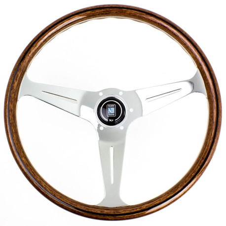 steering wheels 3 spoke steering wheel Nardi Classic ND39, 390mm, wood, 40mm offset, brown/silver | races-shop.com