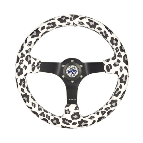 steering wheels 3 spoke steering wheel NRG SAVAGE, 350mm, alcantara, 75mm offset, white/black/grey | races-shop.com