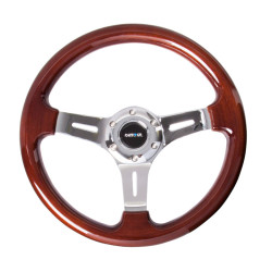 3 spoke steering wheel NRG Classic Cherry, 330mm, wood, flat, brown/chrome