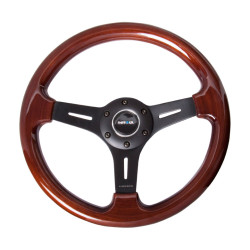 3 spoke steering wheel NRG Classic Cherry, 330mm, wood, flat, brown/black