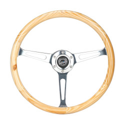 3 spoke steering wheel NRG Classic LIGHT, 380mm, wood, flat, brown/chrome