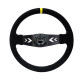 steering wheels 2 spoke steering wheel NRG, 350mm, suede, 75mm offset, black/yellow | races-shop.com