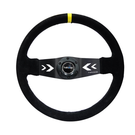 steering wheels 2 spoke steering wheel NRG, 350mm, suede, 75mm offset, black/yellow | races-shop.com