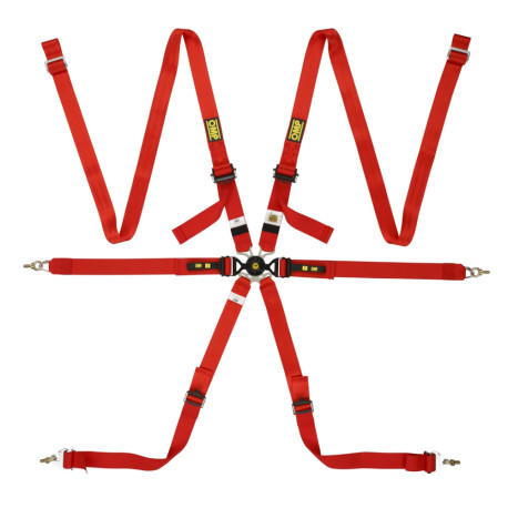 Seatbelts and accessories FIA 6 point sport safety belts OMP ONE VERSA ENDURANCE 2" (50mm), red | races-shop.com