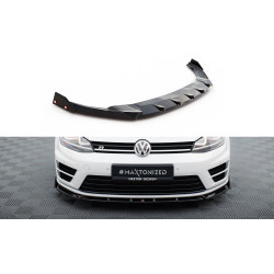 MAXTON DESIGN front splitter + Flaps for Volkswagen Golf R / R-Line Mk7, glossy black, V5