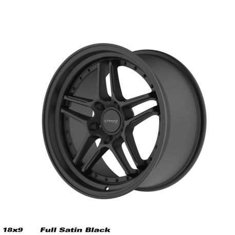 ALU disky STROM STROM DS-05 wheel 18x9 5x120 72.6 ET30, Full Satin Black w/ Black Rivets | races-shop.com