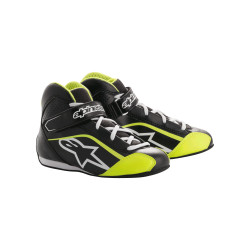 Kids karting shoes Alpinestars Tech-1 K, black/white/fluo yellow