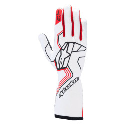 FIA race gloves Alpinestars Tech-1 Race V4 (external stitching), white/red