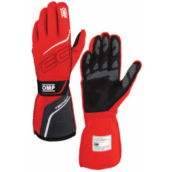 FIA race gloves OMP TECNICA (external stitching), red/black