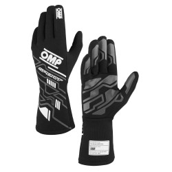 FIA race gloves OMP SPORT (internal stitching), black/white