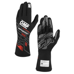 Race gloves OMP SPORT my2025 with FIA homologation, black/red