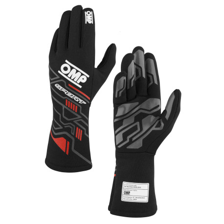 Gloves Race gloves OMP SPORT my2025 with FIA homologation, black/red | races-shop.com