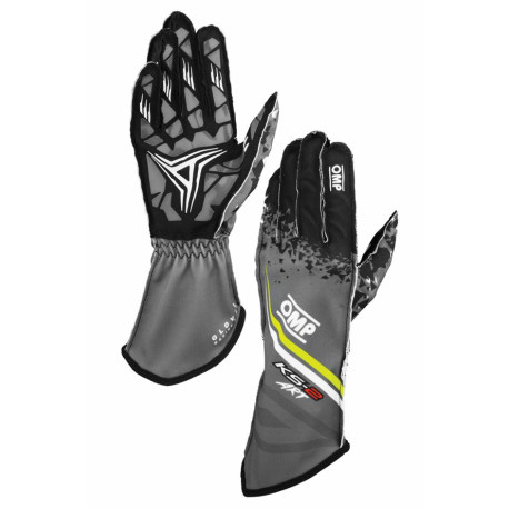 Gloves Race gloves OMP KS-2 ART my2025 (external stitching) anthracite/fluo yellow | races-shop.com
