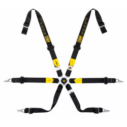 FIA 6 point sport safety belts OMP ONE WRC ENDURANCE PULL DOWN 2" (50mm), black