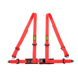 ECE 4 point sport safety belts OMP ROAD 4, red