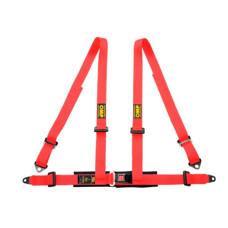 Seatbelts and accessories ECE 4 point sport safety belts OMP ROAD 4, red | races-shop.com