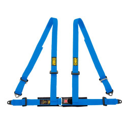 ECE 4 point sport safety belts OMP ROAD 4, blue