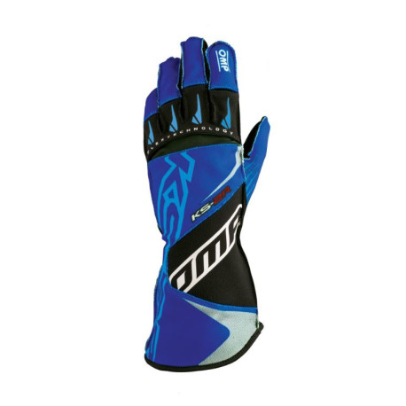 Gloves Race gloves OMP KS-2R (external stitching) blue/white/white | races-shop.com