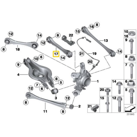 Adjustable arms IRP rear adjustable upper camber arms BMW F2x, F3x (not M models) 245mm | races-shop.com