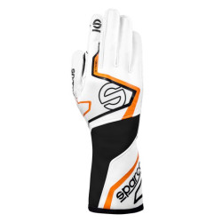 FIA karting gloves Sparco K-TIDE+ (external stitching), white/orange/black