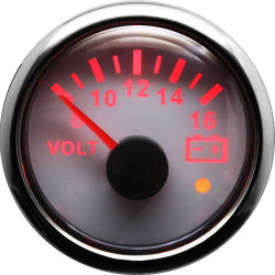 RACES Marine WHITE gauge - Voltmeter 8-16V