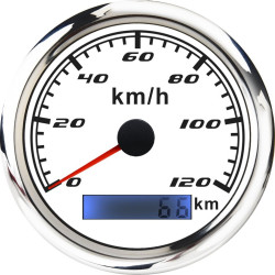 RACES Marine WHITE gauge - Speedometer (120kmh)
