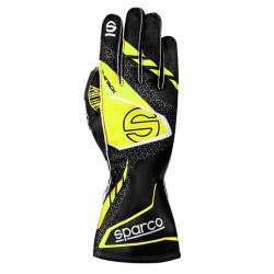 Karting gloves Sparco K-ATTACK 2025 (external stitching), black/fluo yellow