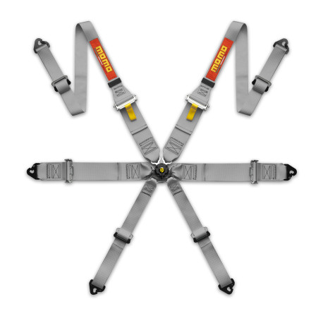 Seatbelts and accessories FIA FHR 6 point safety belts MOMO PRO DRIVER 3" (76 mm), grey | races-shop.com