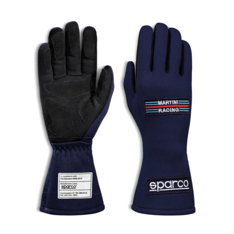 Gloves Race gloves Sparco MARTINI RACING LAND 2025 with FIA, blue marine | races-shop.com