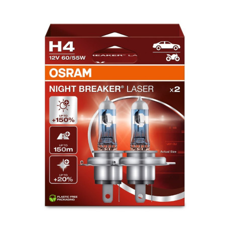 Bulbs and xenon lights Osram halogen headlight lamps NIGHT BREAKER LASER GEN2 H4 (2pcs) | races-shop.com