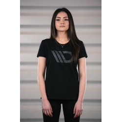 MAXTON Design womens T-shirt, gray with red logo