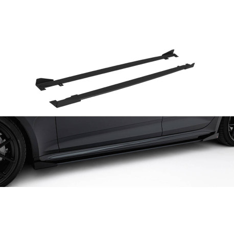 Body kit and visual accessories Side Skirts Diffusers Audi RS5 Sportback F5 (Black + Gloss Flaps) | races-shop.com