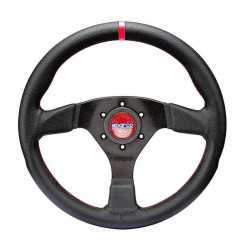 3 spokes steering wheel Sparco R383 CHAMPION, red 330mm leather, 39mm
