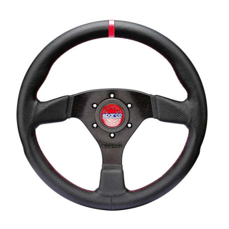 steering wheels 3 spokes steering wheel Sparco R383 CHAMPION, red 330mm leather, 39mm | races-shop.com