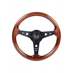 3 spoke steering wheel Luisi Montreal, 340mm, wood, flat, brown/black