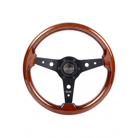 steering wheels 3 spoke steering wheel Luisi Montreal, 340mm, wood, flat, brown/black | races-shop.com