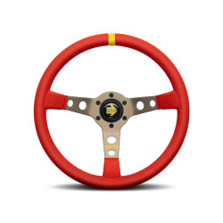3 spoke steering wheel MOMO MOD.07, 350mm, leather, 72mm offset, red/grey/yellow