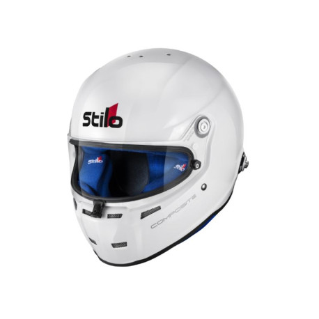 Full face helmets FIA full-face race helmet STILO ST5F Composite (HANS), white with blue interior | races-shop.com