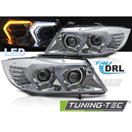 Lighting FULL LED HEADLIGHTS CHROME fits BMW E90/E91 05-08 | races-shop.com