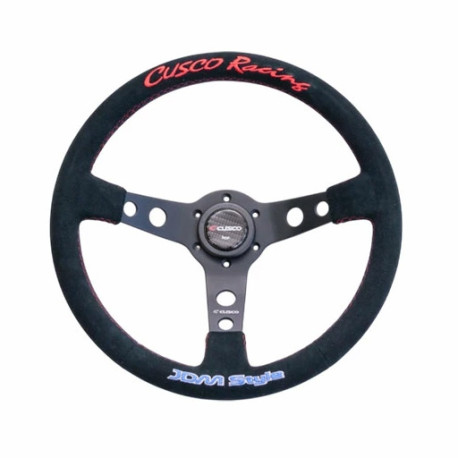 steering wheels 3 spoke steering wheel Cusco Racing, 330mm, suede, 90mm offset, black | races-shop.com