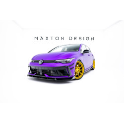 MAXTON DESIGN front splitter + Flaps for Volkswagen Golf R Mk8 Facelift, glossy black, V3